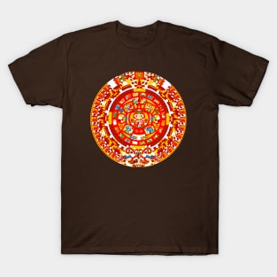 Full Color Ancient Sun Aztec Calendar T-Shirt